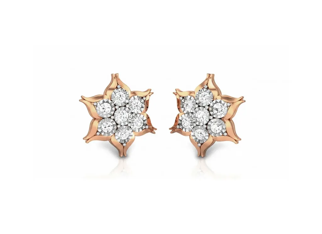 FLORIQUE - stud earring style featuring a seven-diamond floral cluster with petal-inspired settings - VER1107