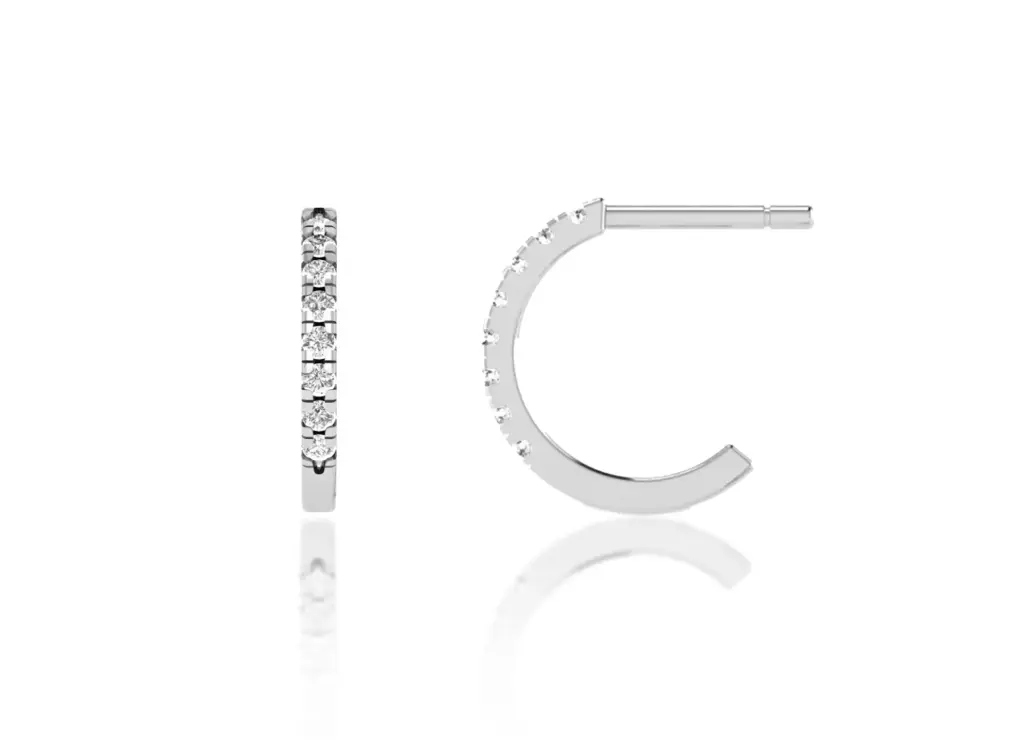 LUMIVINE - classic hoop earring style adorned with a single row of round-cut diamonds along the outer edge - VER1173