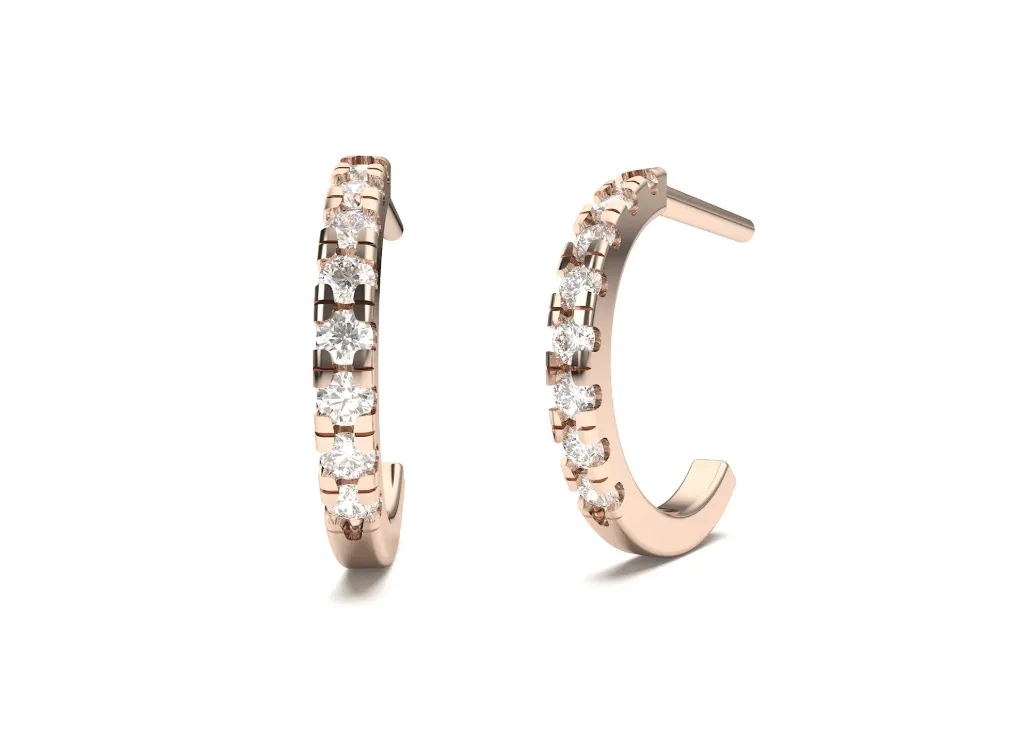 LUMIVINE - classic hoop earring style adorned with a single row of round-cut diamonds along the outer edge - VER1173