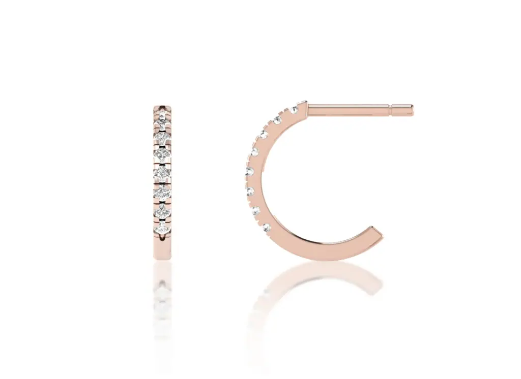 LUMIVINE - classic hoop earring style adorned with a single row of round-cut diamonds along the outer edge - VER1173