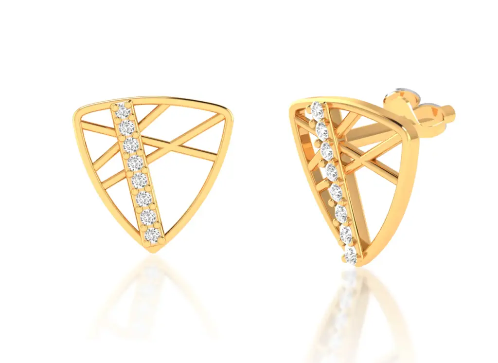 TRIVELLE - inverted triangle earrings with diamond-lined centers and crisscross detailing - VER1254