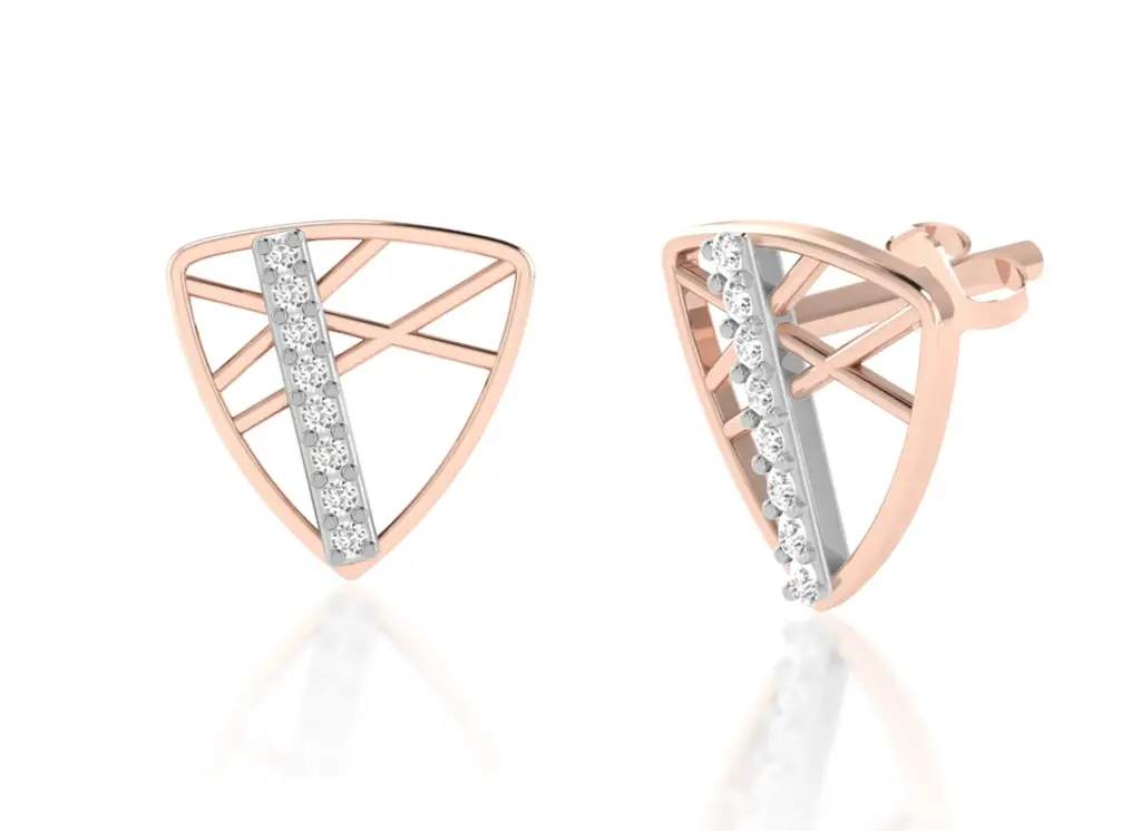 TRIVELLE - inverted triangle earrings with diamond-lined centers and crisscross detailing - VER1254