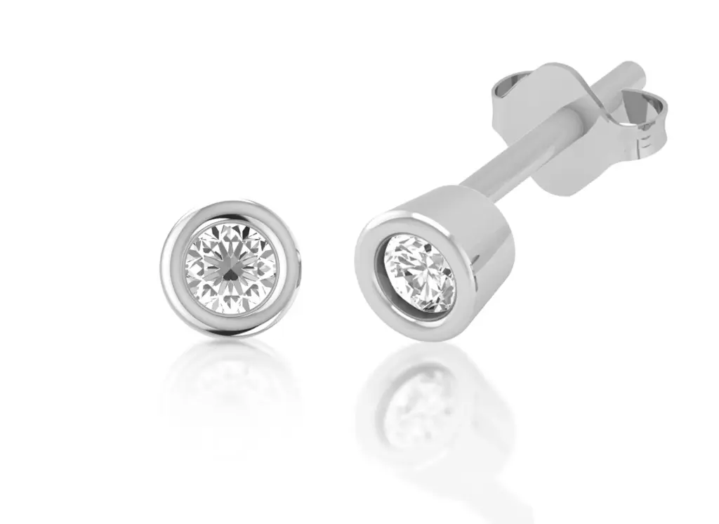 SOLIQUE-A timeless stud earring featuring diamonds in sleek bezel settings - VER1257 (White)