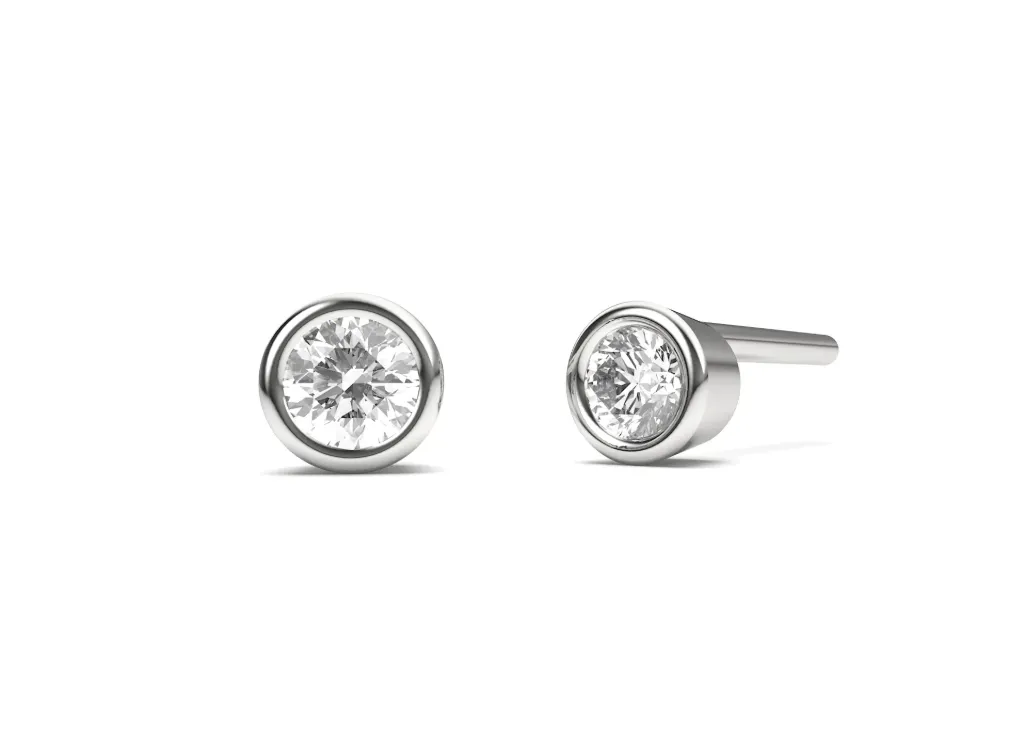 SOLIQUE-A timeless stud earring featuring diamonds in sleek bezel settings - VER1257 (White)