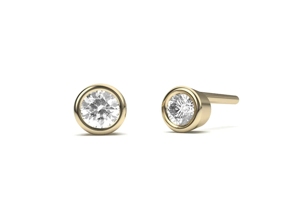 SOLIQUE-A timeless stud earring featuring diamonds in sleek bezel settings - VER1257