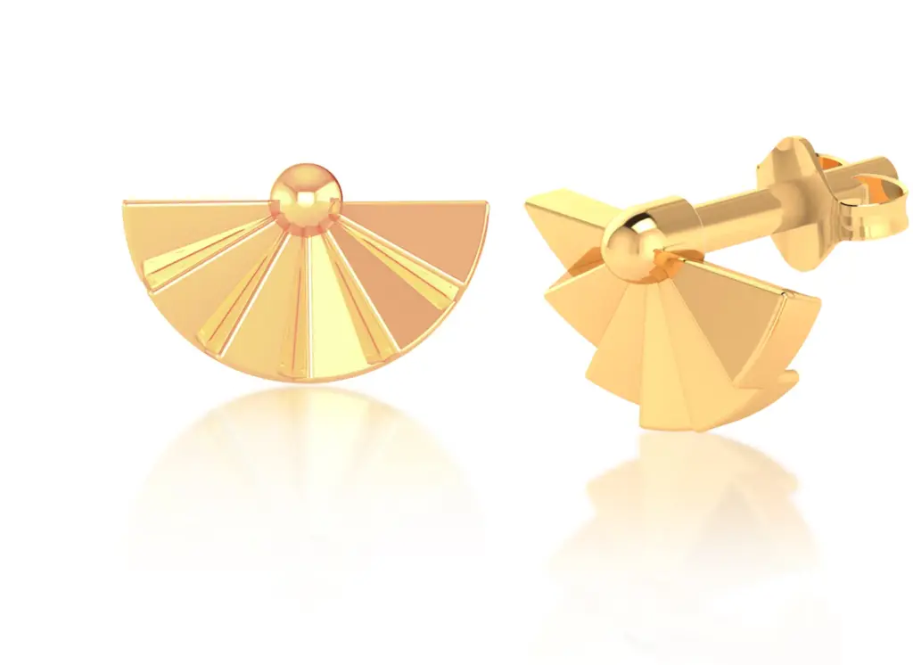 FANORA-cufflink style earring featuring semicircular radiating tapered segments from a central sphere - VER1259