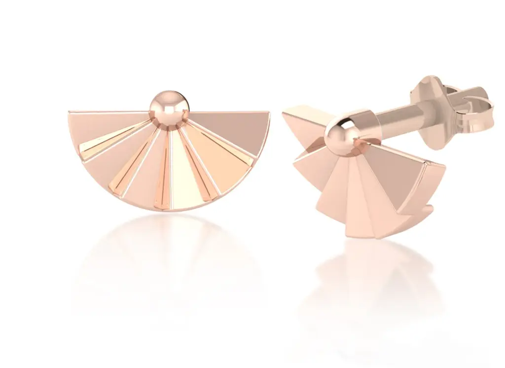 FANORA-cufflink style earring featuring semicircular radiating tapered segments from a central sphere - VER1259