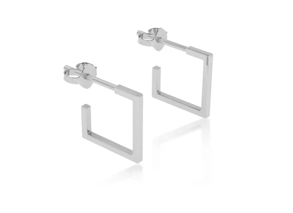 Squarae-open square hoop earrings - VER1260 (White)