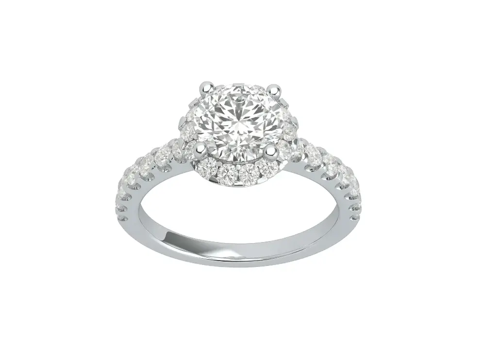 SOLMERA — Round center diamond ring with a round diamond halo