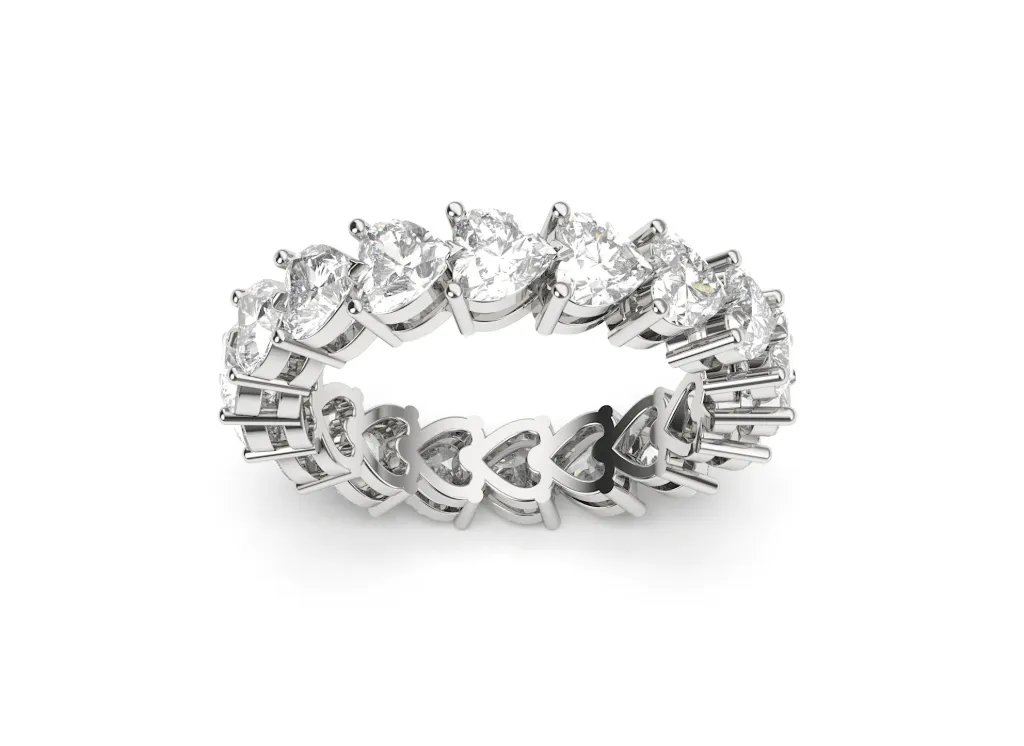 ECLIPTA - 0.50 ct each Heart shaped single line diamond eternity band ring-VR87725 (White)