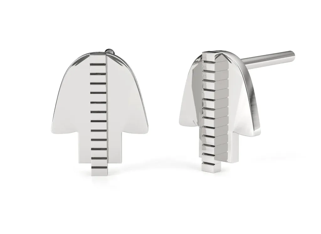 ARVORELLE-vertical textured segment earrings - VER1265 (White)