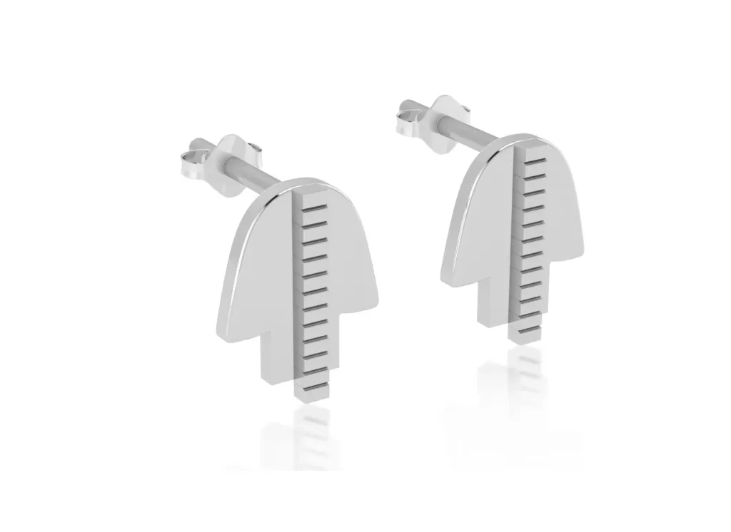 ARVORELLE-vertical textured segment earrings - VER1265 (White)