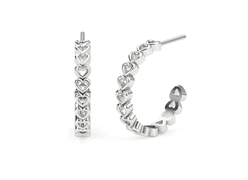 CORDELLE-interlinked polished heart earrings - VER1267 (White)