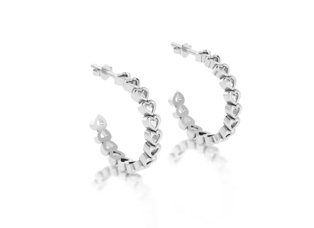 CORDELLE-interlinked polished heart earrings - VER1267 (White)