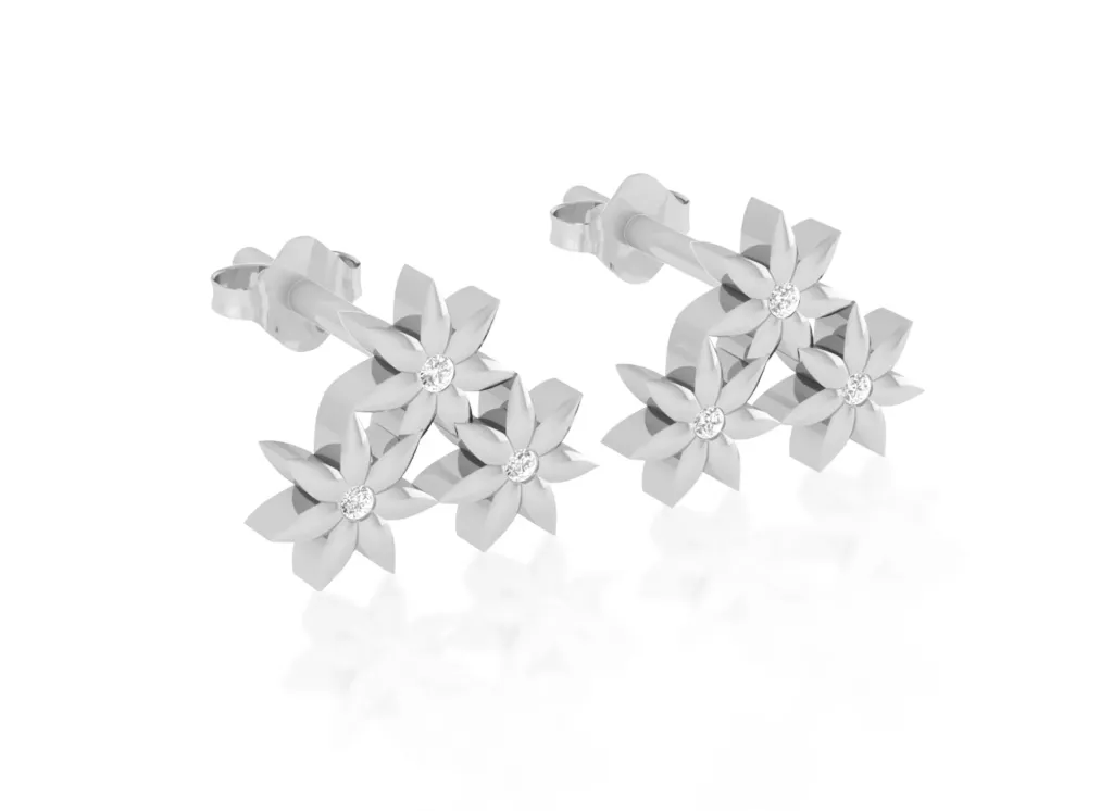 FLORALVYN-petaled floral motif earrings - VER1268 (White)