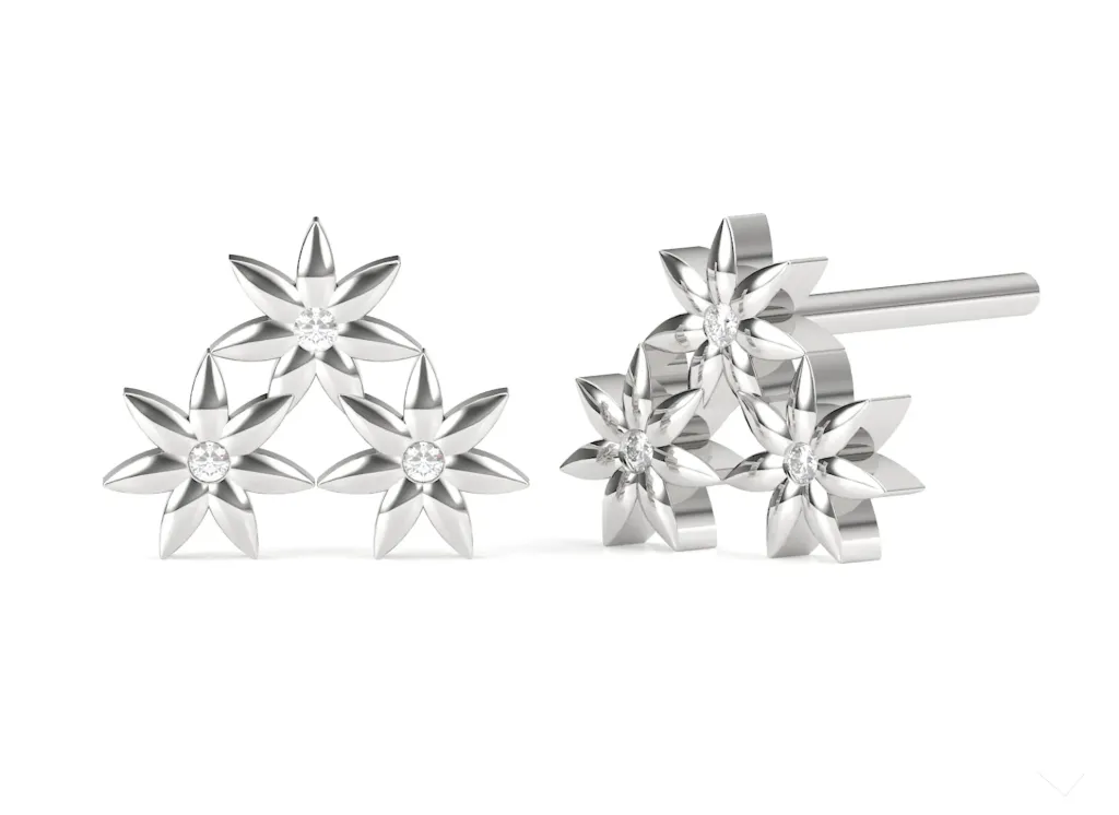FLORALVYN-petaled floral motif earrings - VER1268 (White)