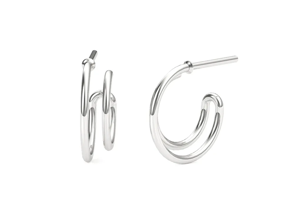 DUOLISSE-earrings feature double concentric loops - VER1270 (White)