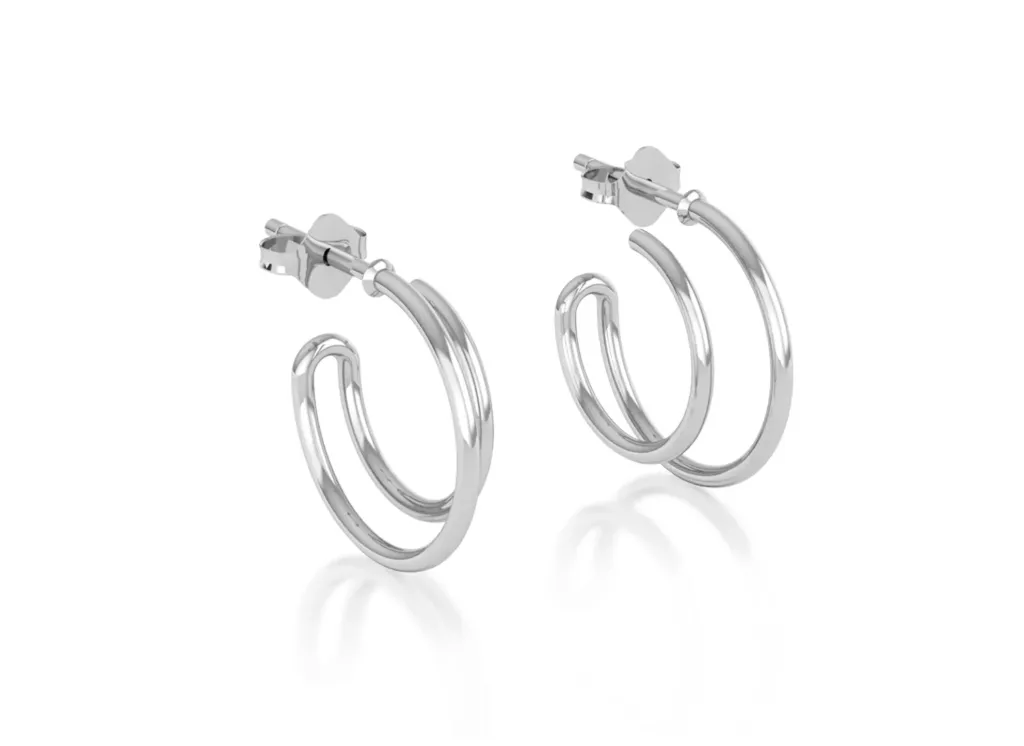 DUOLISSE-earrings feature double concentric loops - VER1270 (White)