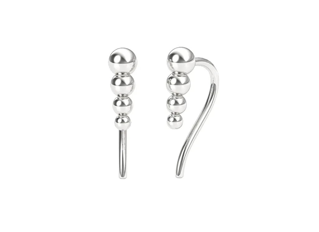 GRADELLE-earrings featuring spheres cascading along a sleek metallic arc - VER1271 (White)