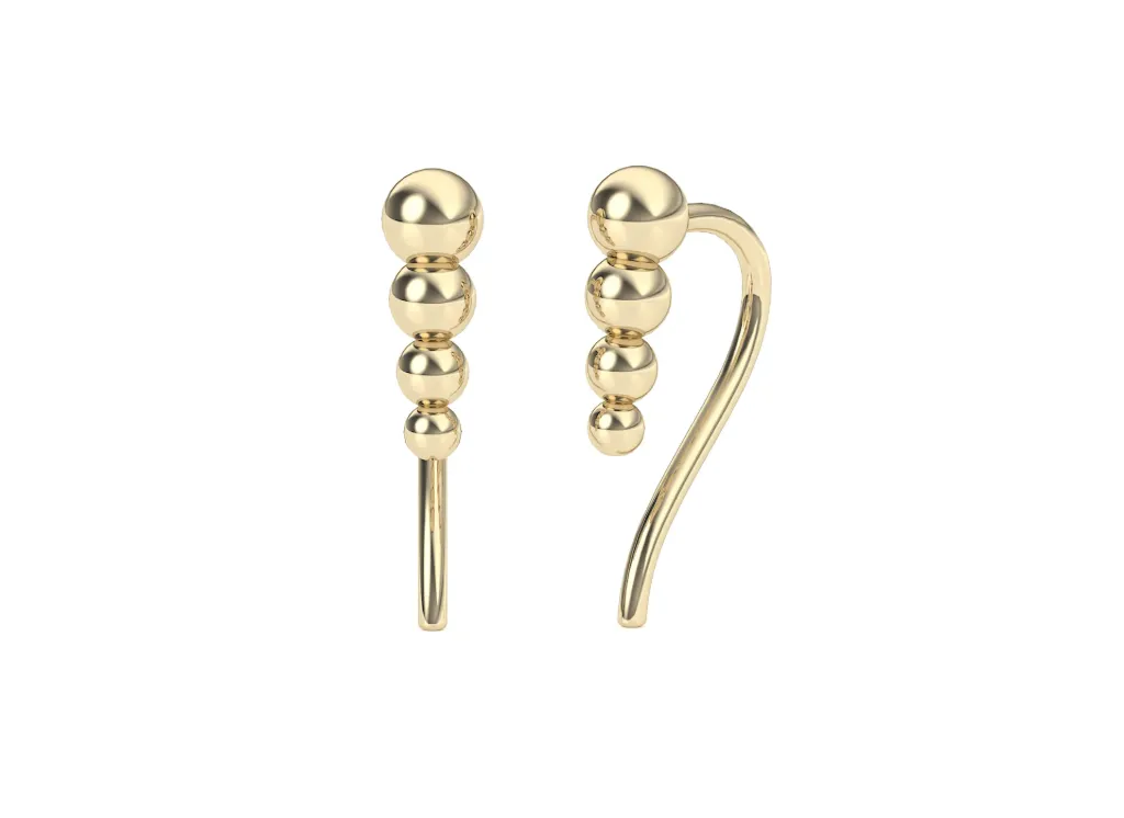 GRADELLE-earrings featuring spheres cascading along a sleek metallic arc - VER1271