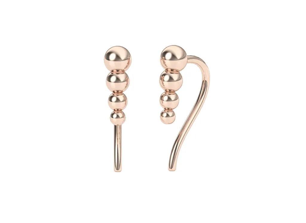 GRADELLE-earrings featuring spheres cascading along a sleek metallic arc - VER1271