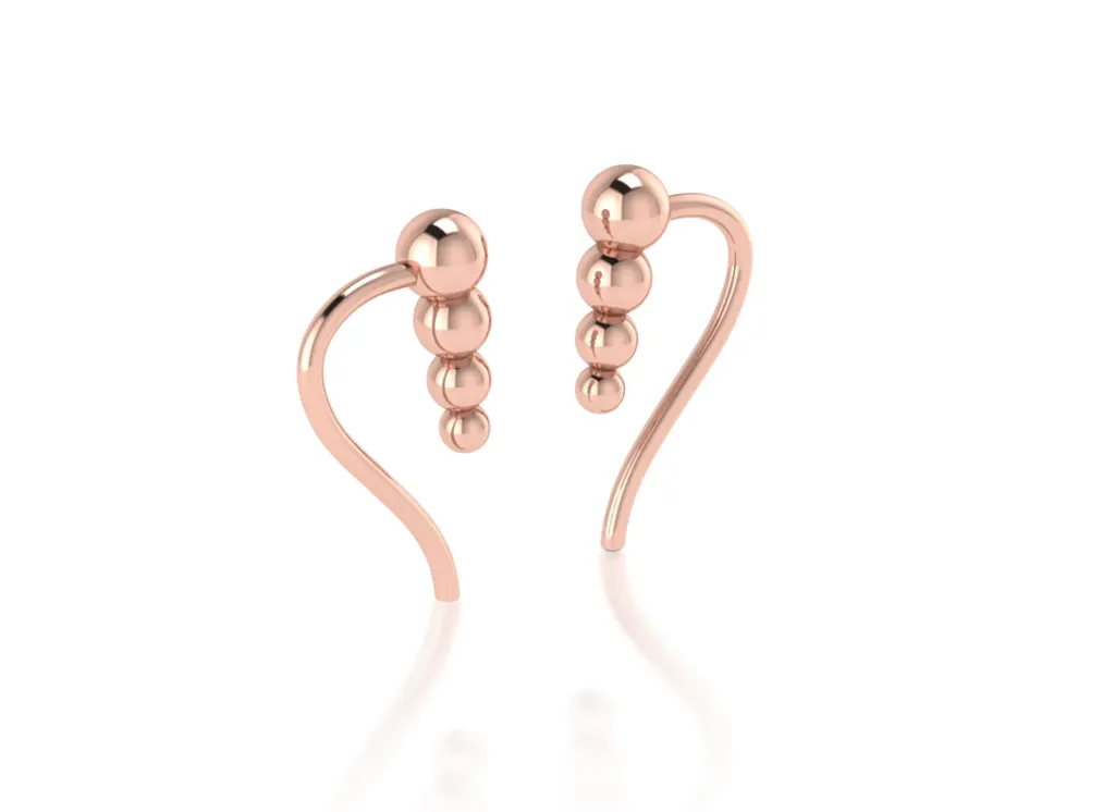 GRADELLE-earrings featuring spheres cascading along a sleek metallic arc - VER1271