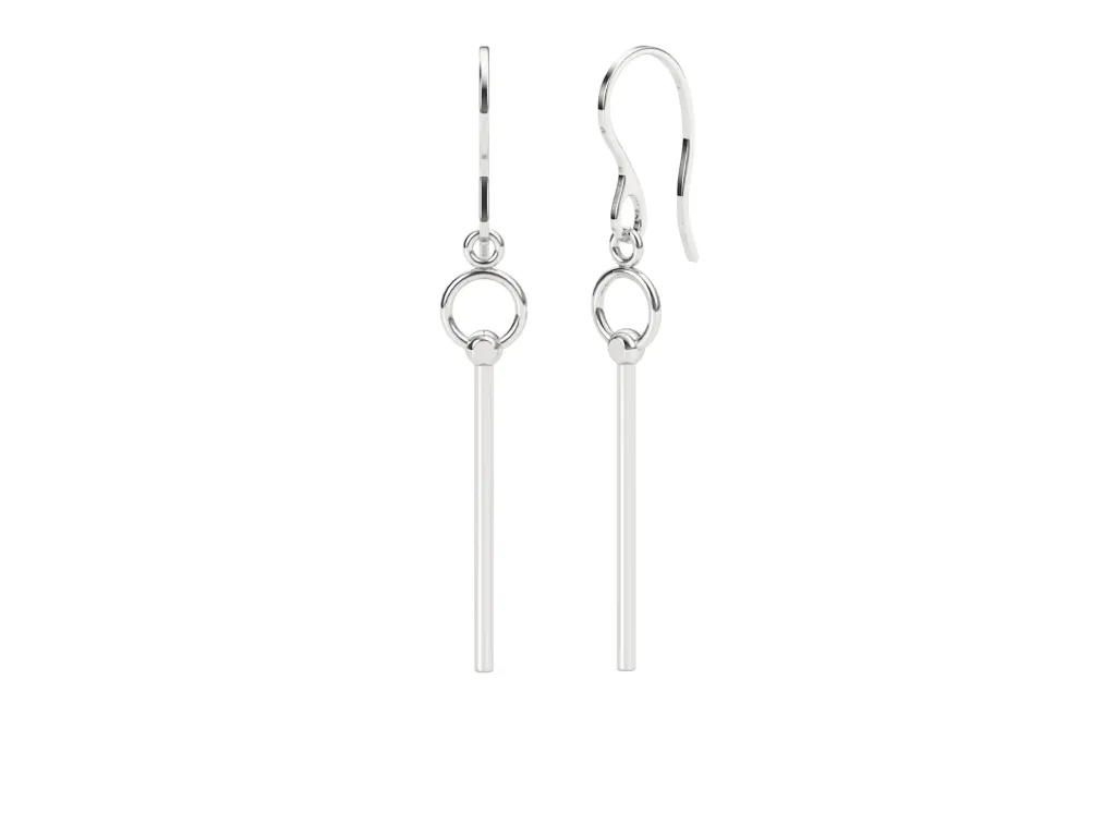 SYLVARA-earring features sleek vertical bars hanging on circular links - VER1272 (White)