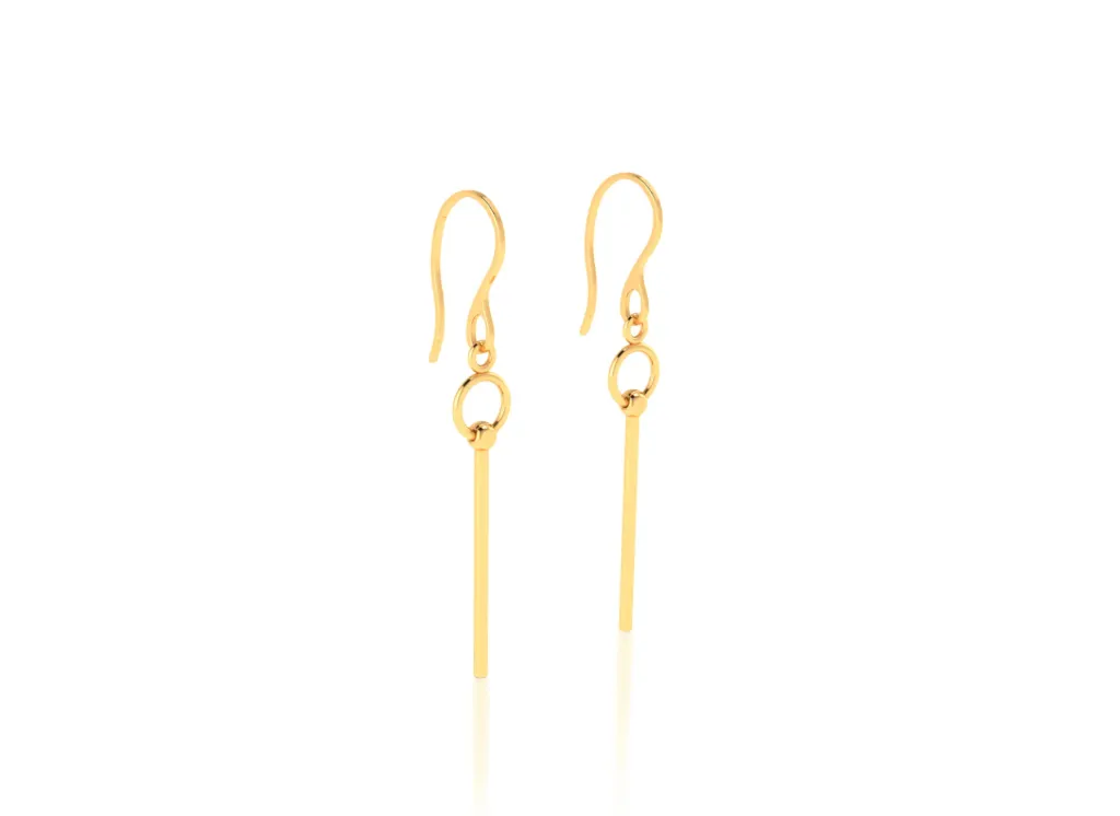 SYLVARA-earring features sleek vertical bars hanging on circular links - VER1272