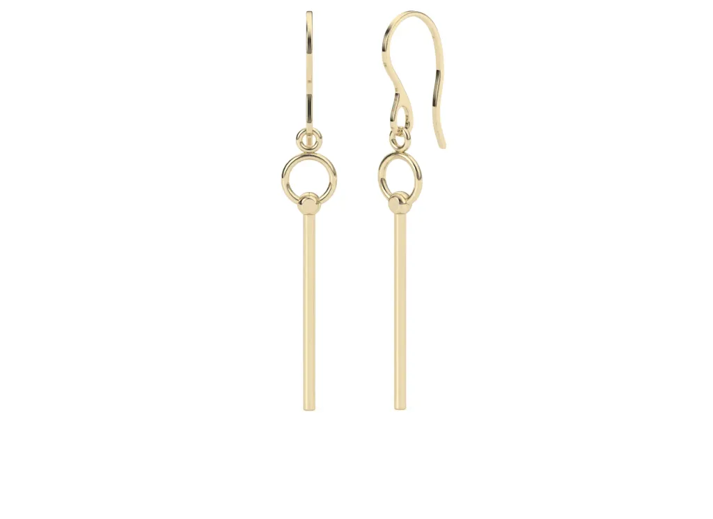 SYLVARA-earring features sleek vertical bars hanging on circular links - VER1272