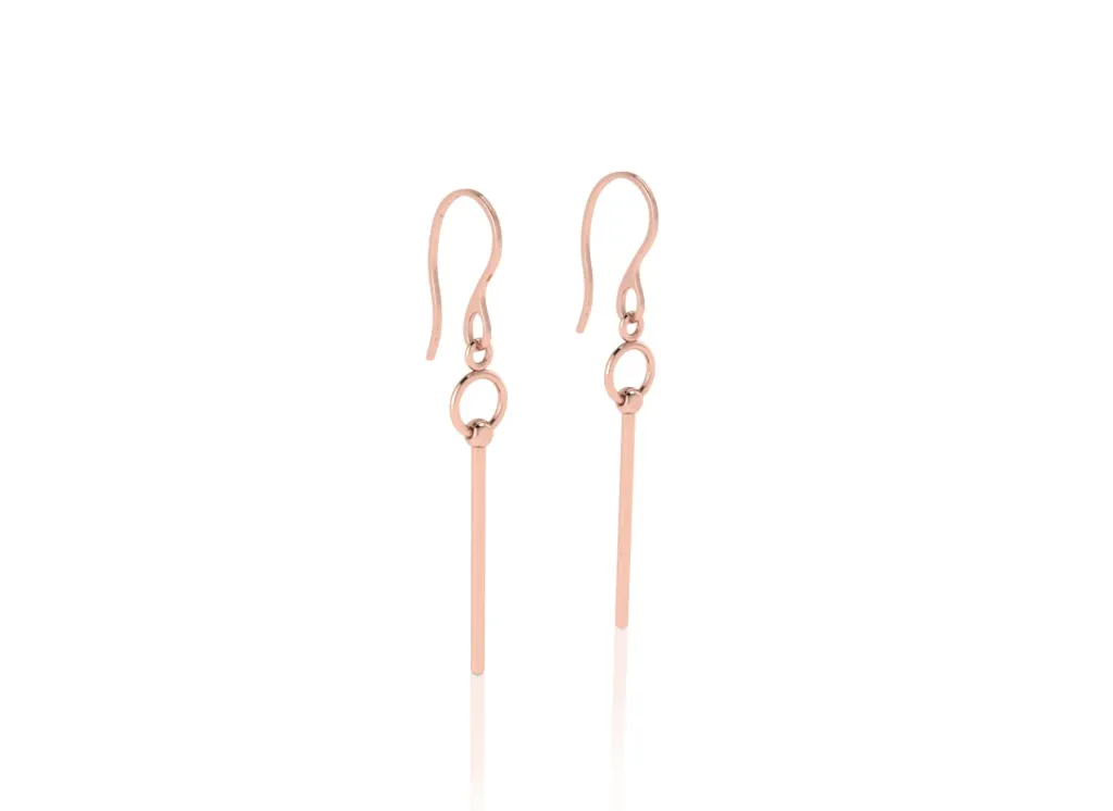 SYLVARA-earring features sleek vertical bars hanging on circular links - VER1272