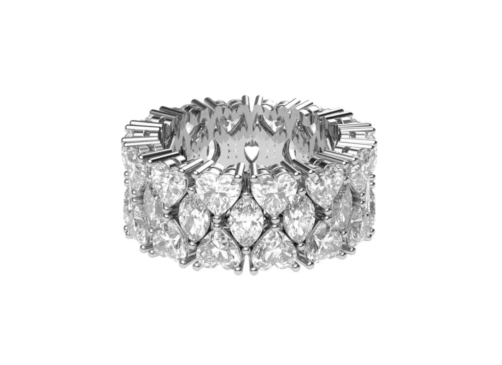 REGALIA — Triple-row heart and marquise cut diamond eternity band-VR1052