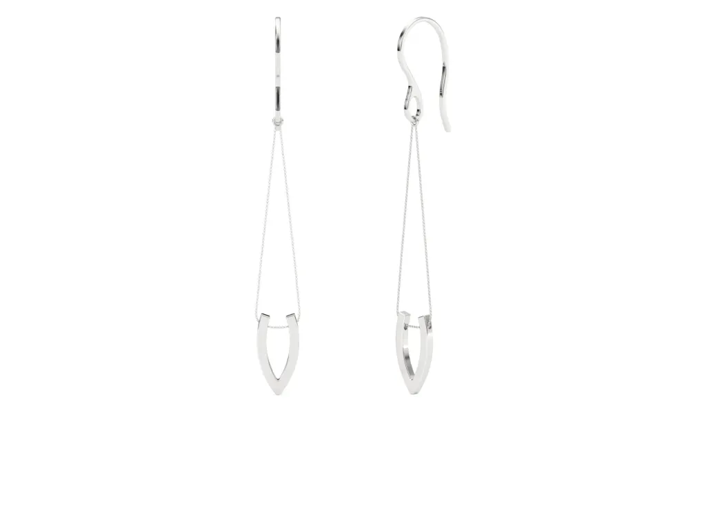 VIRELLE-earrings feature dual chains converging into a V-shaped charms - VER1273 (White)