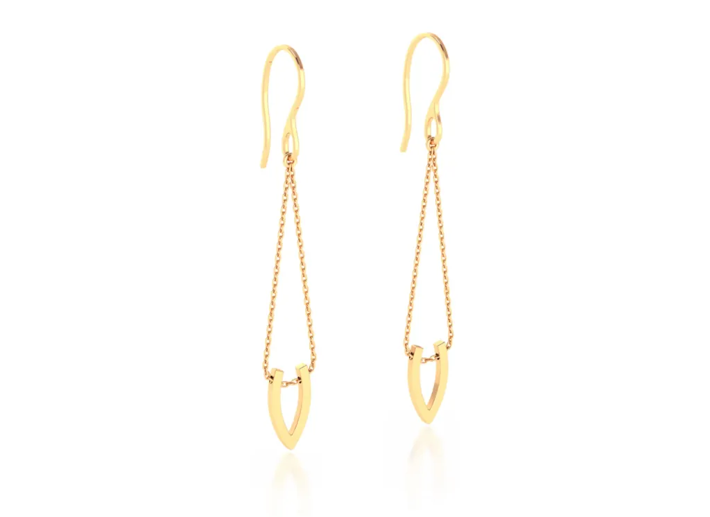 VIRELLE-earrings feature dual chains converging into a V-shaped charms - VER1273