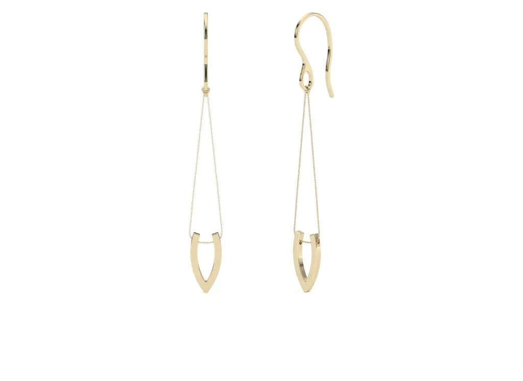 VIRELLE-earrings feature dual chains converging into a V-shaped charms - VER1273