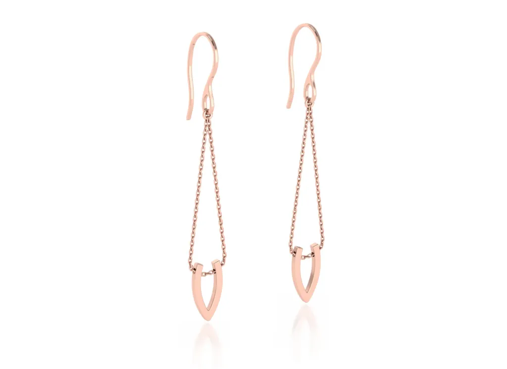 VIRELLE-earrings feature dual chains converging into a V-shaped charms - VER1273