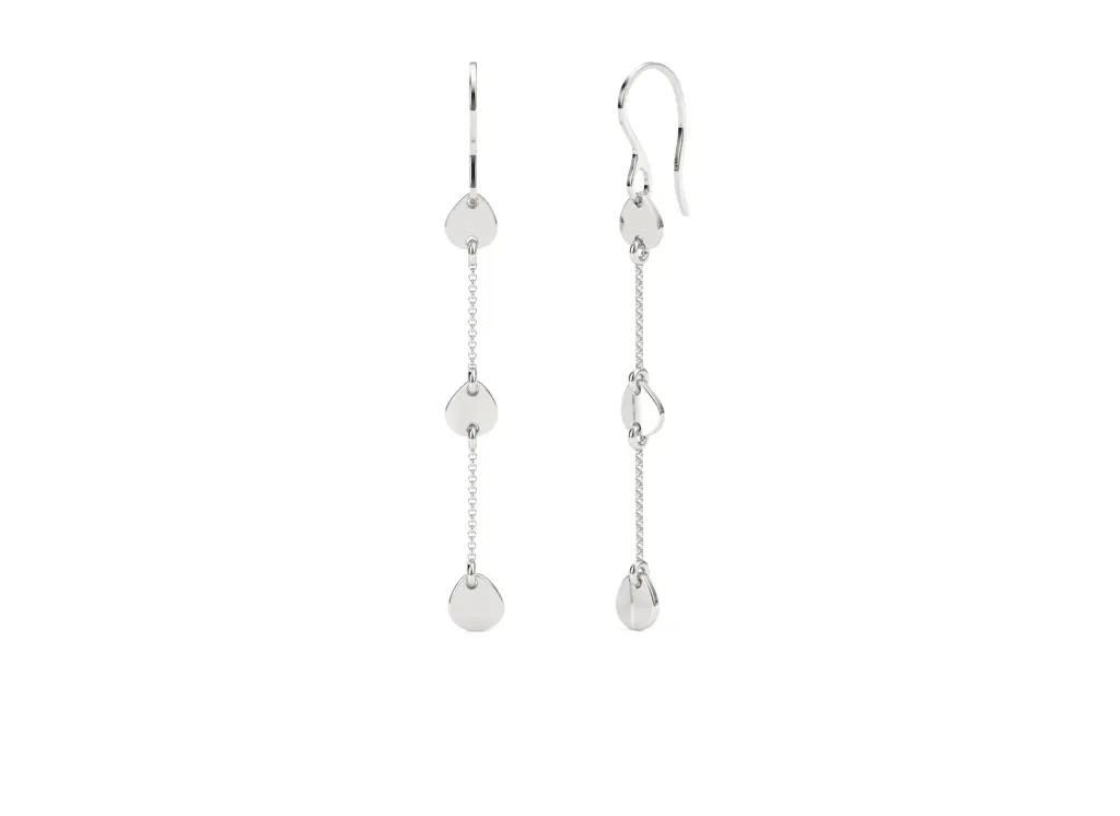 TREVANA-earring features polished teardrop charms suspended along a delicate vertical chain - VER1274 (White)