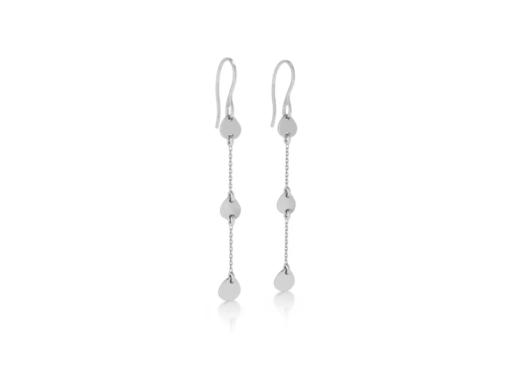 TREVANA-earring features polished teardrop charms suspended along a delicate vertical chain - VER1274 (White)