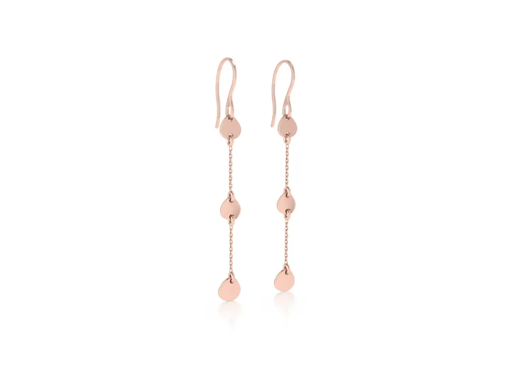 TREVANA-earring features polished teardrop charms suspended along a delicate vertical chain - VER1274