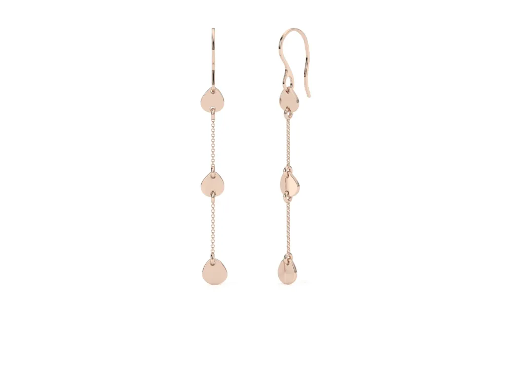 TREVANA-earring features polished teardrop charms suspended along a delicate vertical chain - VER1274