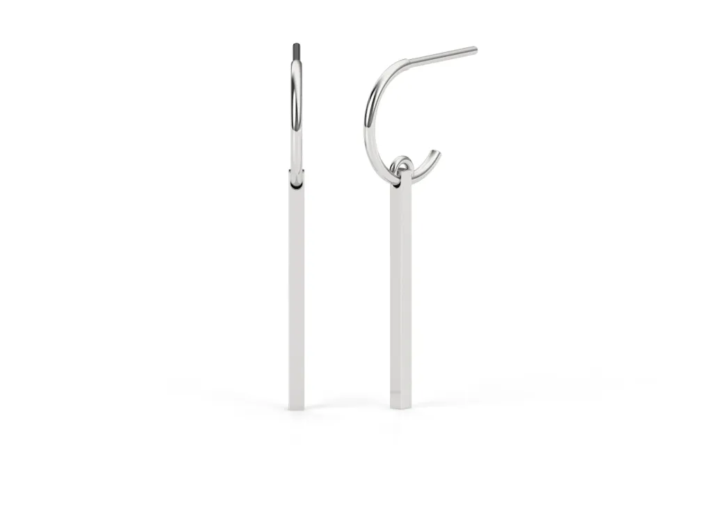 BARVELLE-earrings feature open loop with a dangling vertical bar - VER1276 (White)
