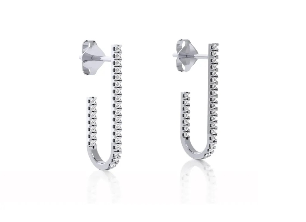 ARCELLE-U-shaped drop earring feature arcs adorned with a row of gemstones - VER1277 (White)