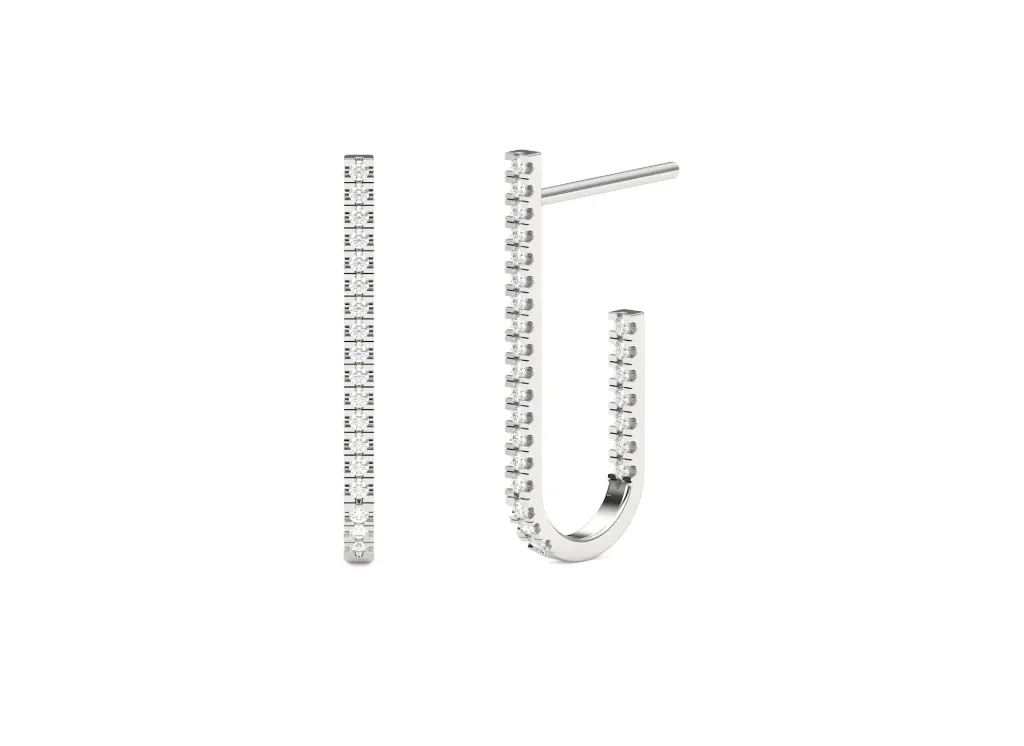 ARCELLE-U-shaped drop earring feature arcs adorned with a row of gemstones - VER1277 (White)