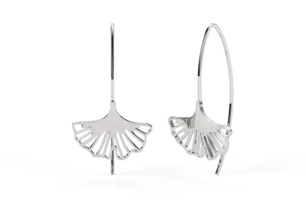 GINKARA-ginkgo leaf motif earrings - VER1278 (White)