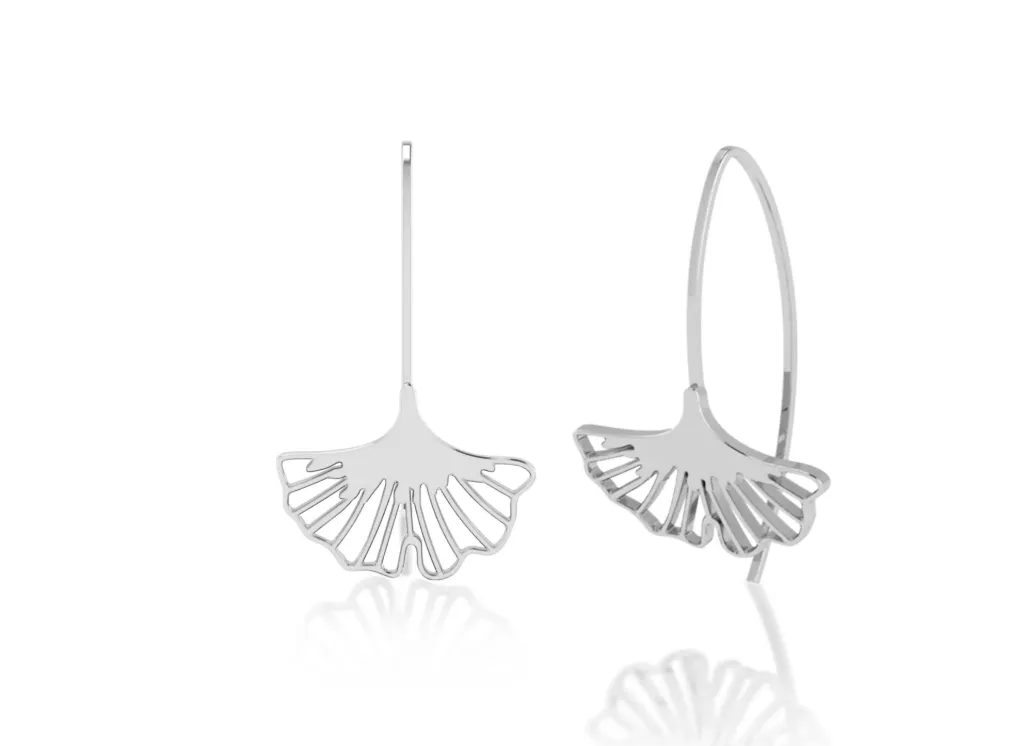 GINKARA-ginkgo leaf motif earrings - VER1278 (White)