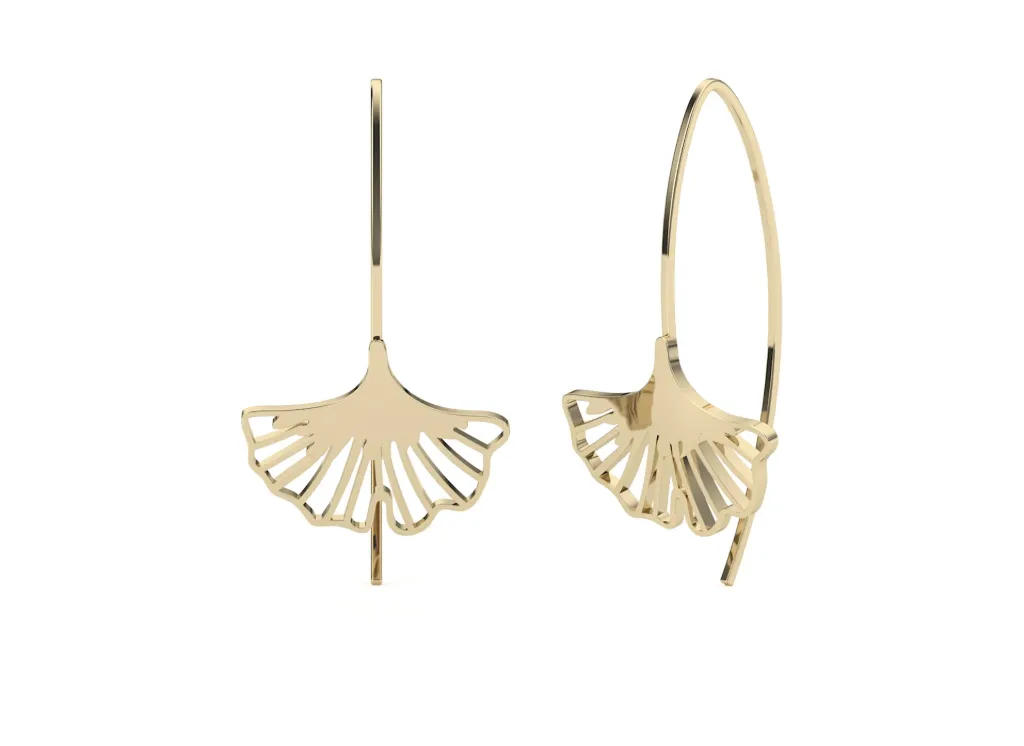 GINKARA-ginkgo leaf motif earrings - VER1278