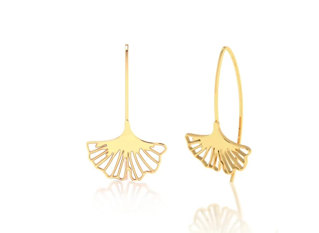 GINKARA-ginkgo leaf motif earrings - VER1278