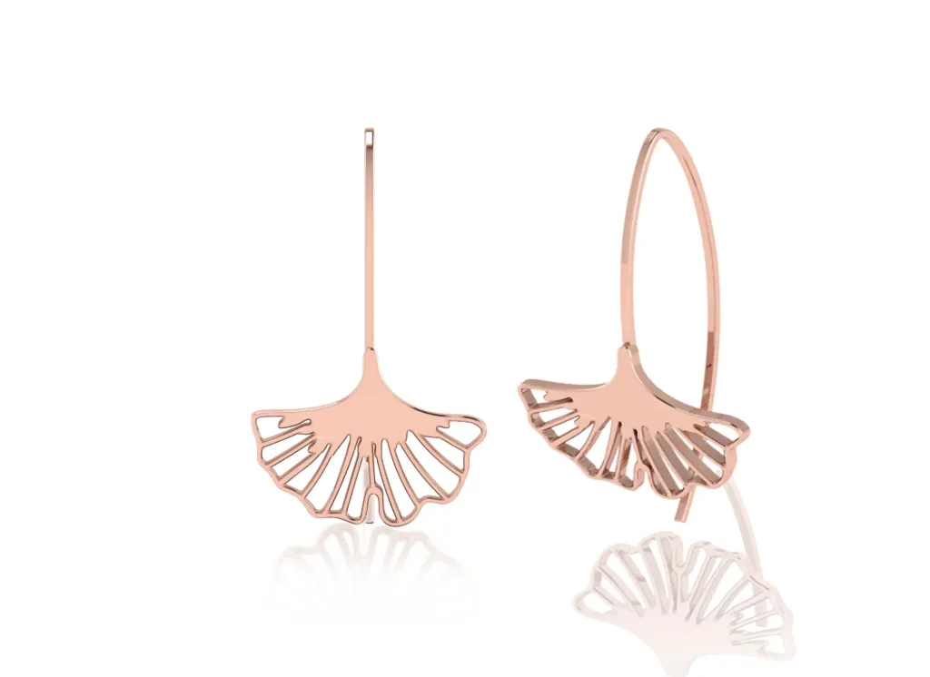 GINKARA-ginkgo leaf motif earrings - VER1278