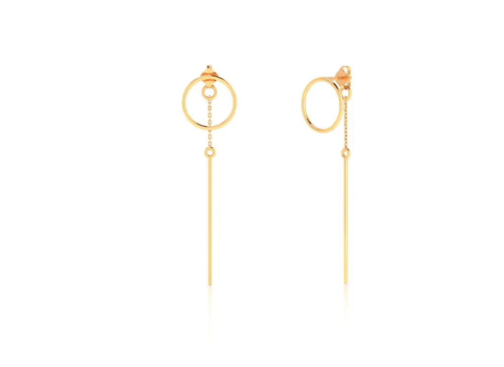ORIVYN-earrings feature vertical bar charms suspended over circular rings - VER1279