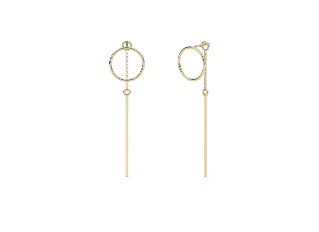 ORIVYN-earrings feature vertical bar charms suspended over circular rings - VER1279