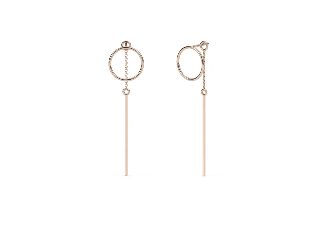 ORIVYN-earrings feature vertical bar charms suspended over circular rings - VER1279